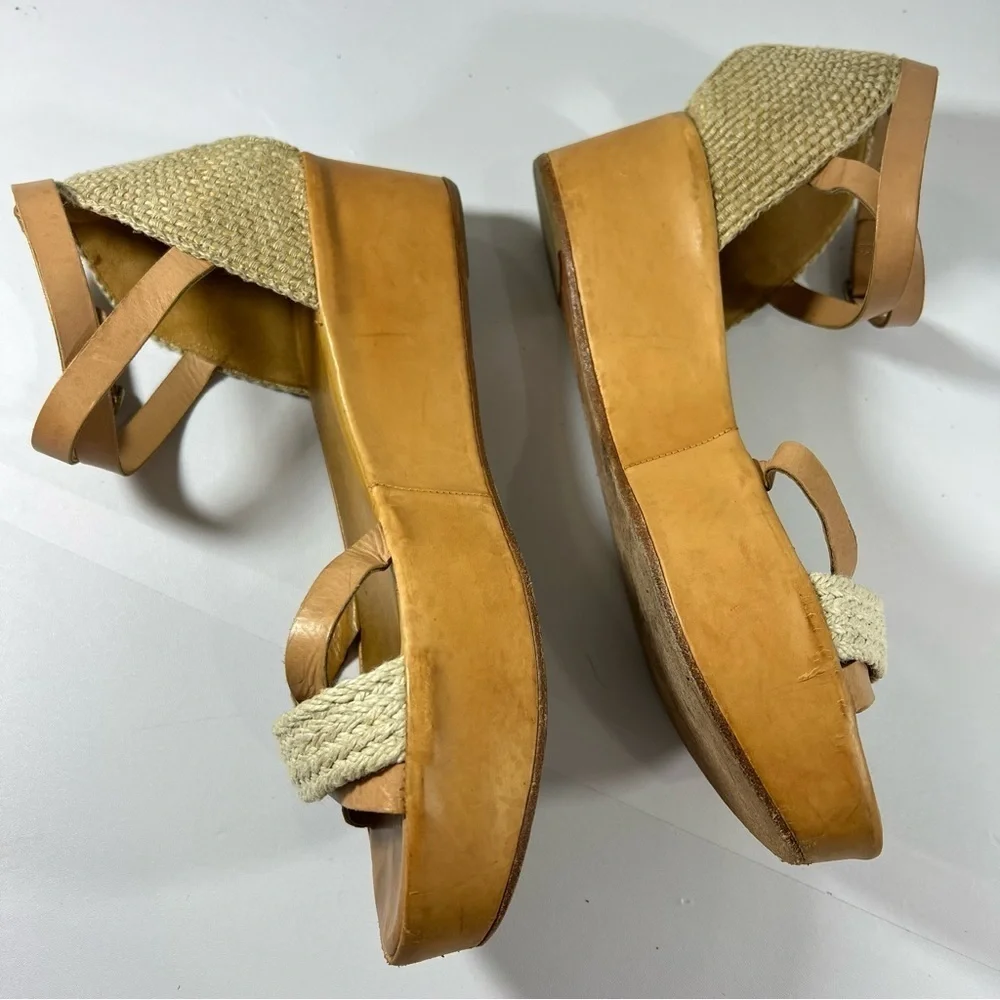 Coclico Women’s Platform Wedge  sandals Ankle Strap Brown Size EU38‎ (US7.5)